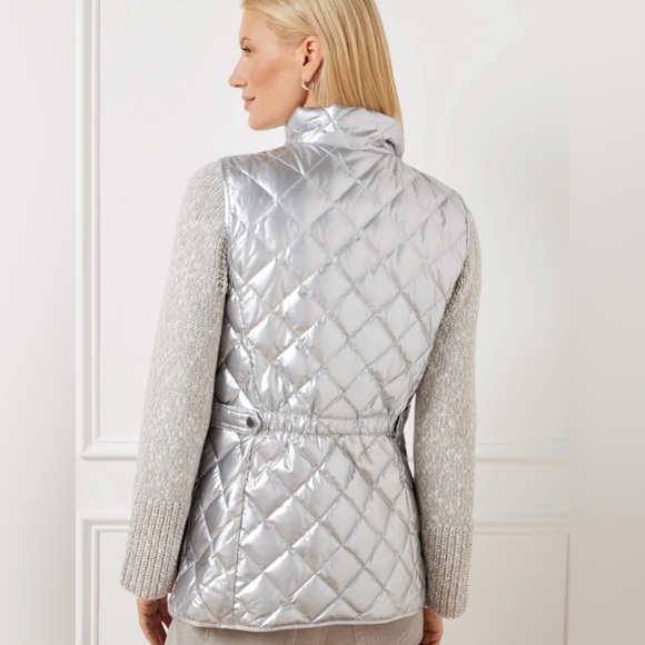 NWT Talbots Quilted Down Puffer Vest - 2XLP (XXL plus petite) in silver metallic - Picture 2 of 3